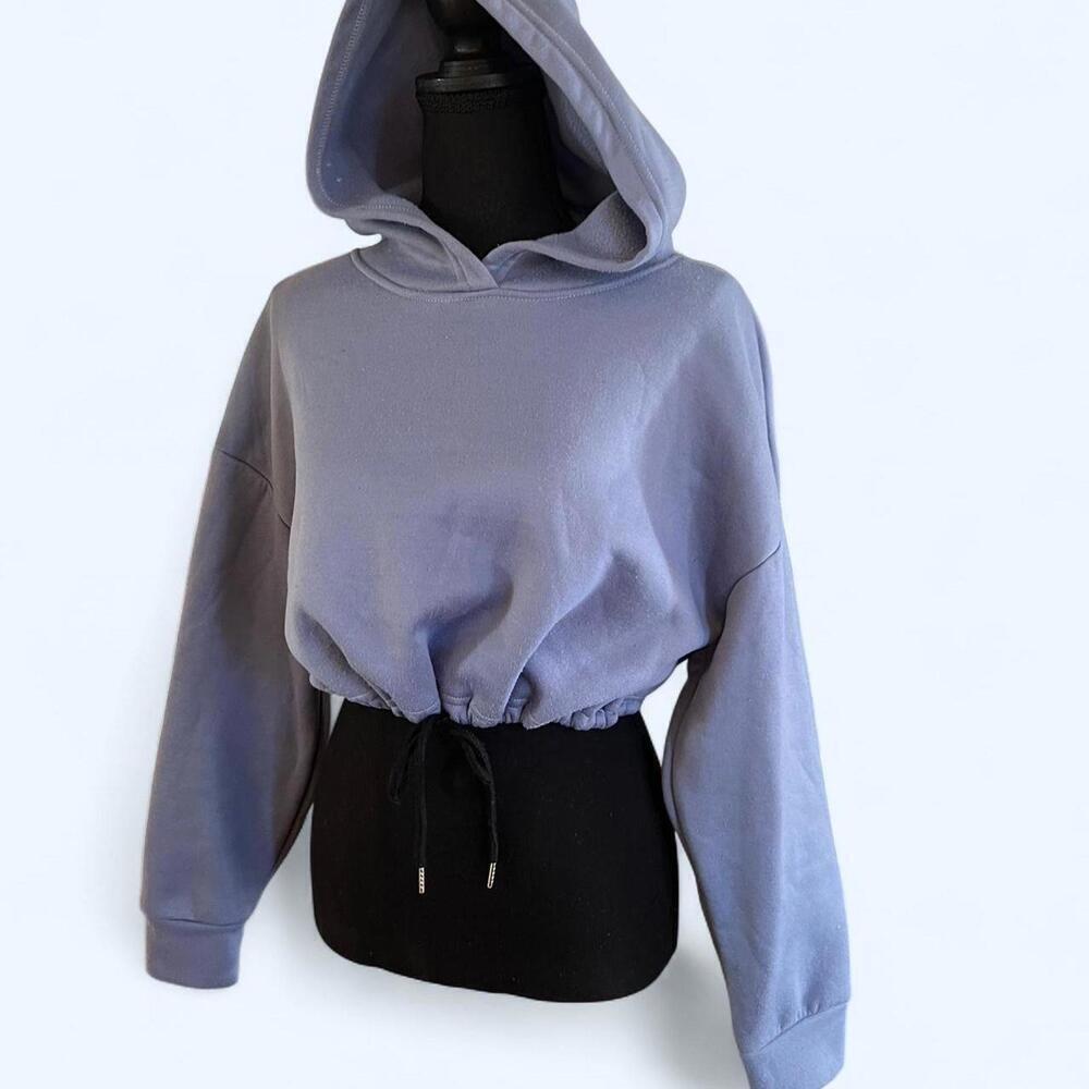 SHEIN blue cropped hoodie with drawstring waist Size S - Picture 4 of 5